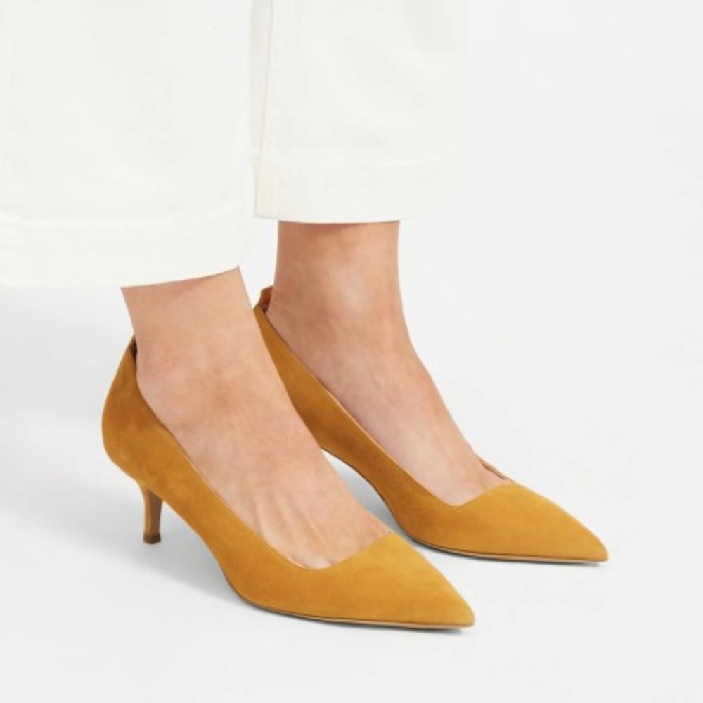 NWOB Everlane Mustard Suede Editor Heel Size 7